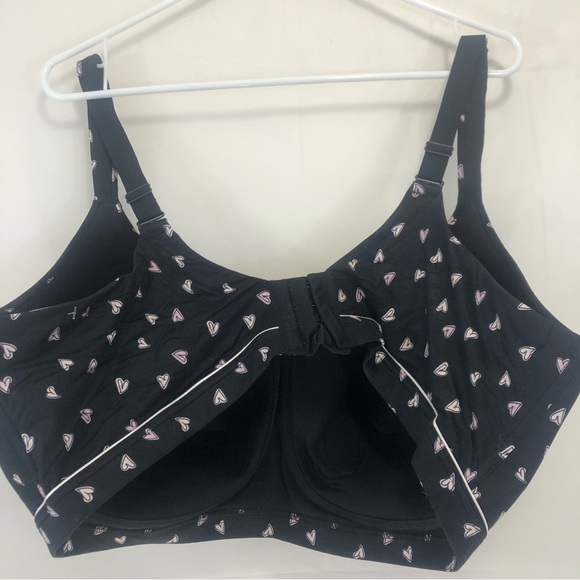 Catherine’s Intimates Pink Hearts Black Stretch Comfortable Bra Size 48DD - Picture 2 of 15